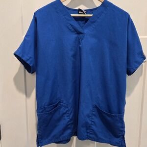 Cherokee‎ Workwear Originals V-Neck Scrub Top Size Medium Royal Blue 4700